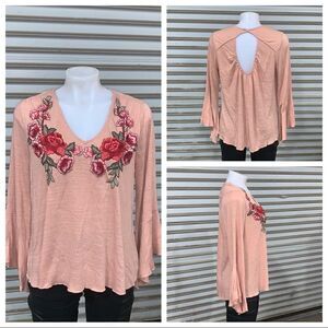 Miss Love boho style top with embroidery at neck